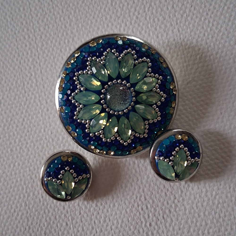 Blue and Green Swarovski Crystal Couture Dot Set.